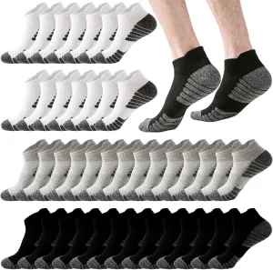 20 Pairs Athletic Ankle Socks for Men Breathable Low Cut Running Socks Cushioned Moisture Wicking for Sport Traveling