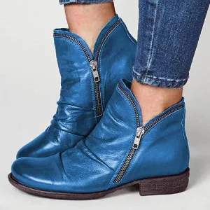 2024 Ankle Boots for Women Vintage Casual Side Zipper Booties Arch Support Low Heel Boots Womens Solid Fashion Walking Boots