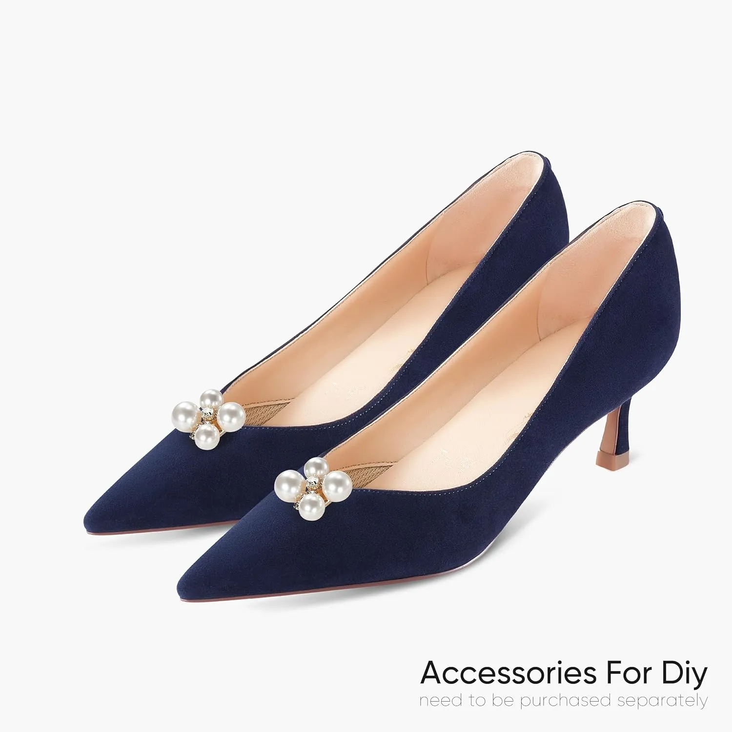 7or9 Kitten Heels for Women Comfortable Leather High Heels Pointed Toe Women's Pumps Black Heels 2"