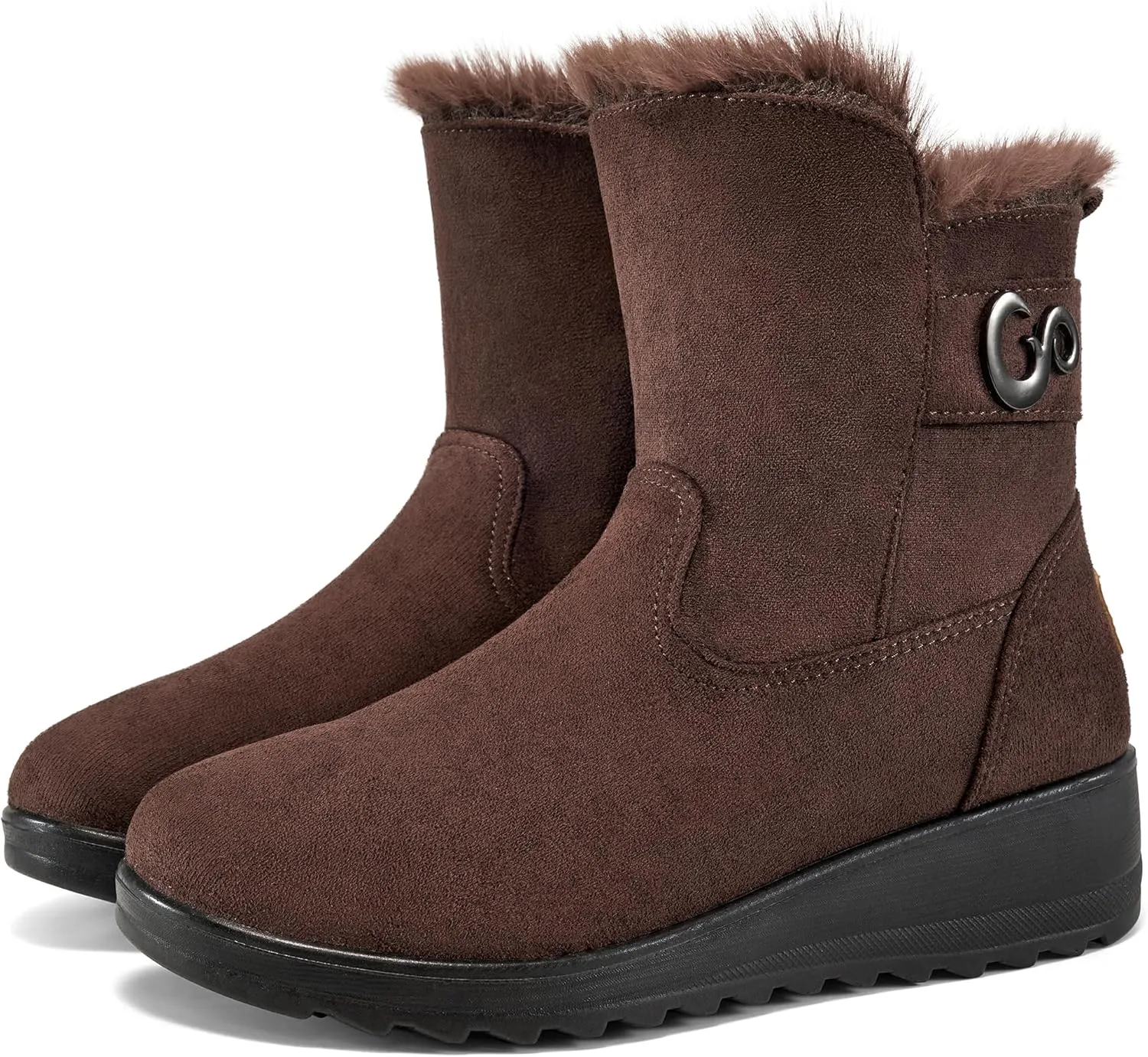 Ablanczoom Winter Boots for Women Snow: Comfortable Zipper Suede Warm Fur Lined Ankle Booties Non Slip Outdoor Womens Boot