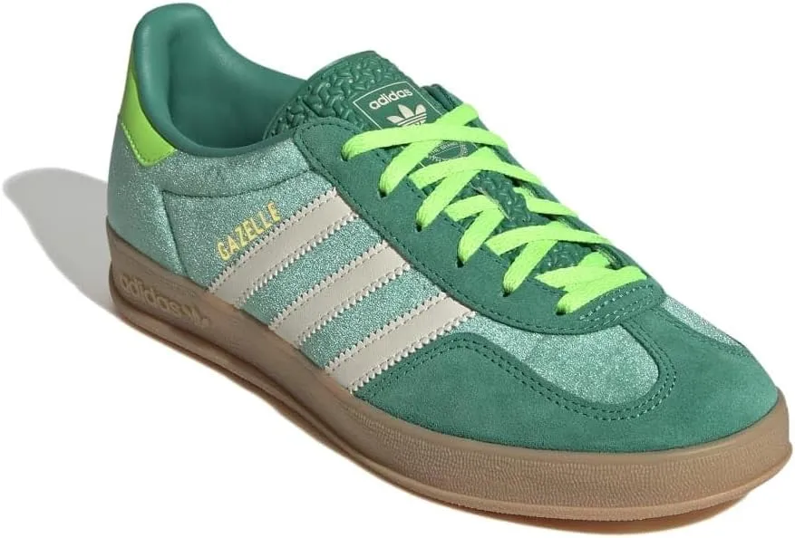adidas Originals Gazelle Indoor Womens Sneaker (Solar Green Cream White, 8)