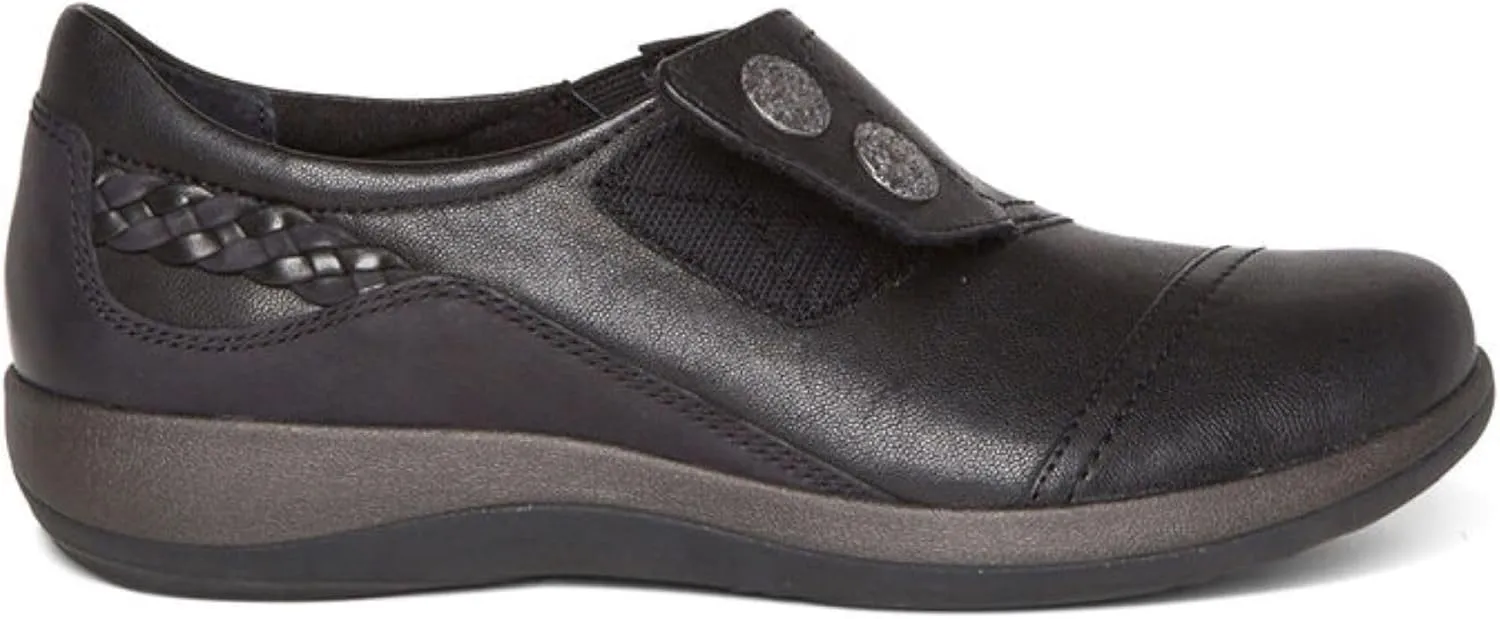 Aetrex Women's Karina Orthopedic Arch Support Monk Strap Shoes Loafers for Women- Leather Slip On Shoes Plantar Fasciitis Shoes Women
