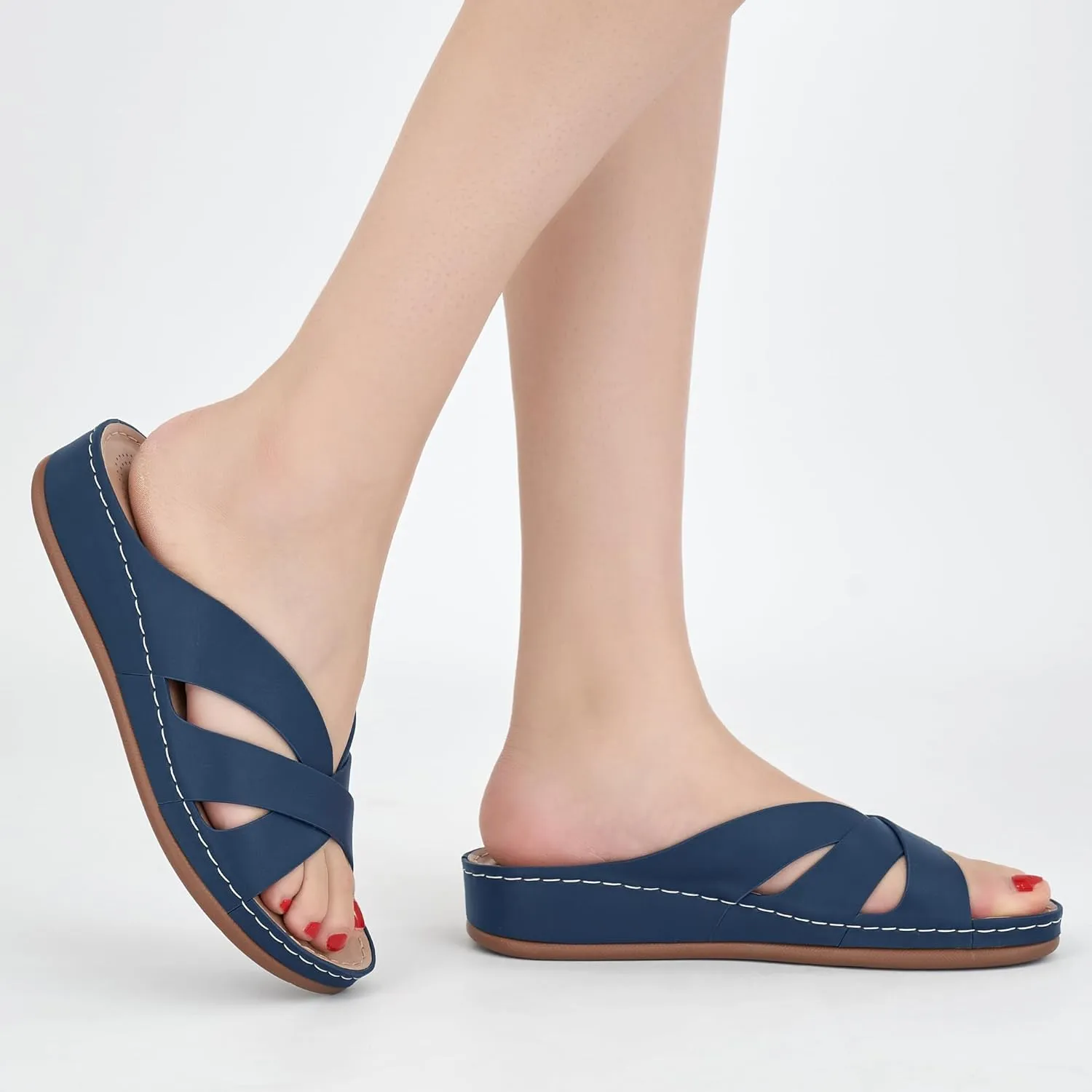 Alicegana Womens Sandals Wedge Shoes: Dressy Summer Low Platform Slides Comfortable Walking Beach Sandals for Women 2025