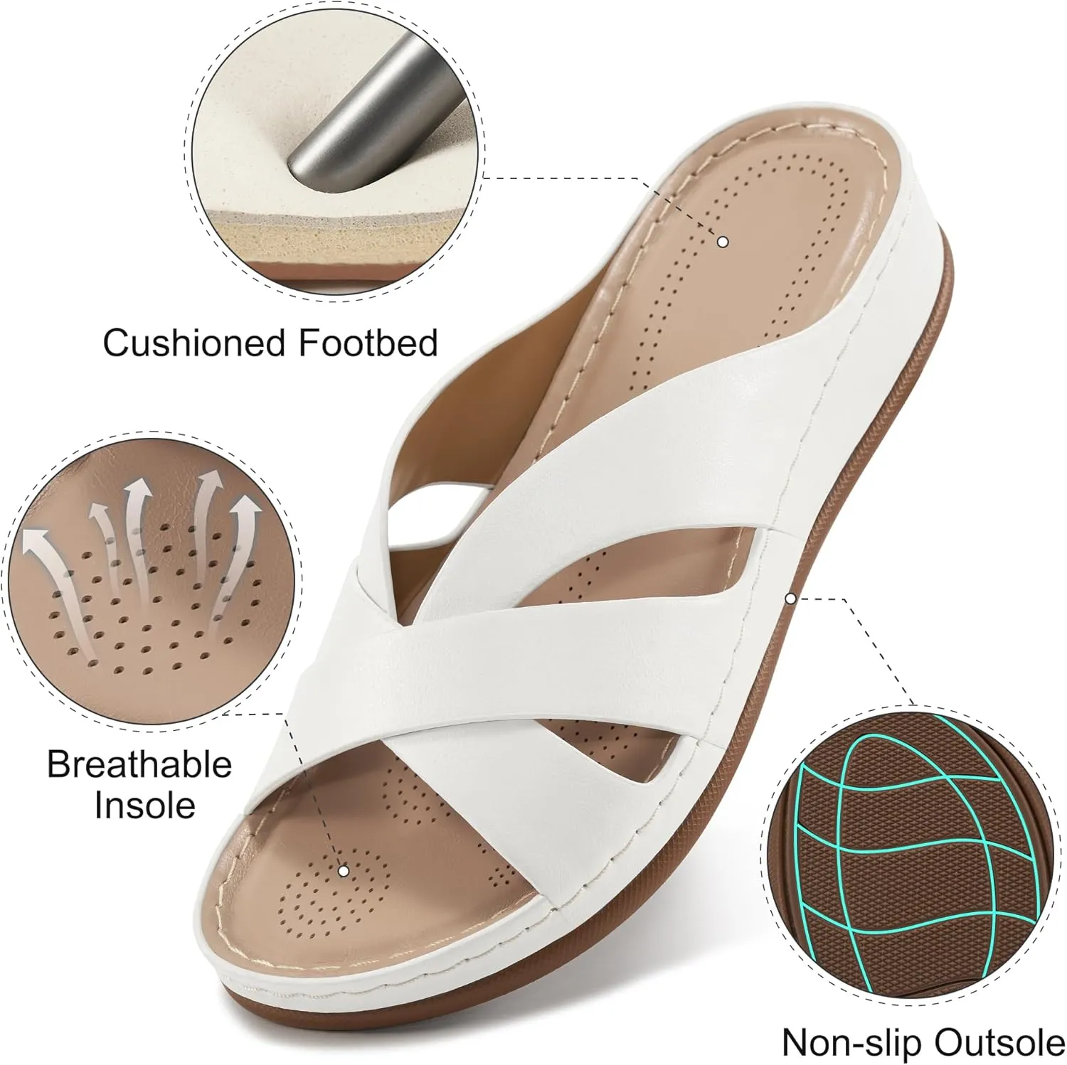 Alicegana Womens Sandals Wedge Shoes: Dressy Summer Low Platform Slides Comfortable Walking Beach Sandals for Women 2025