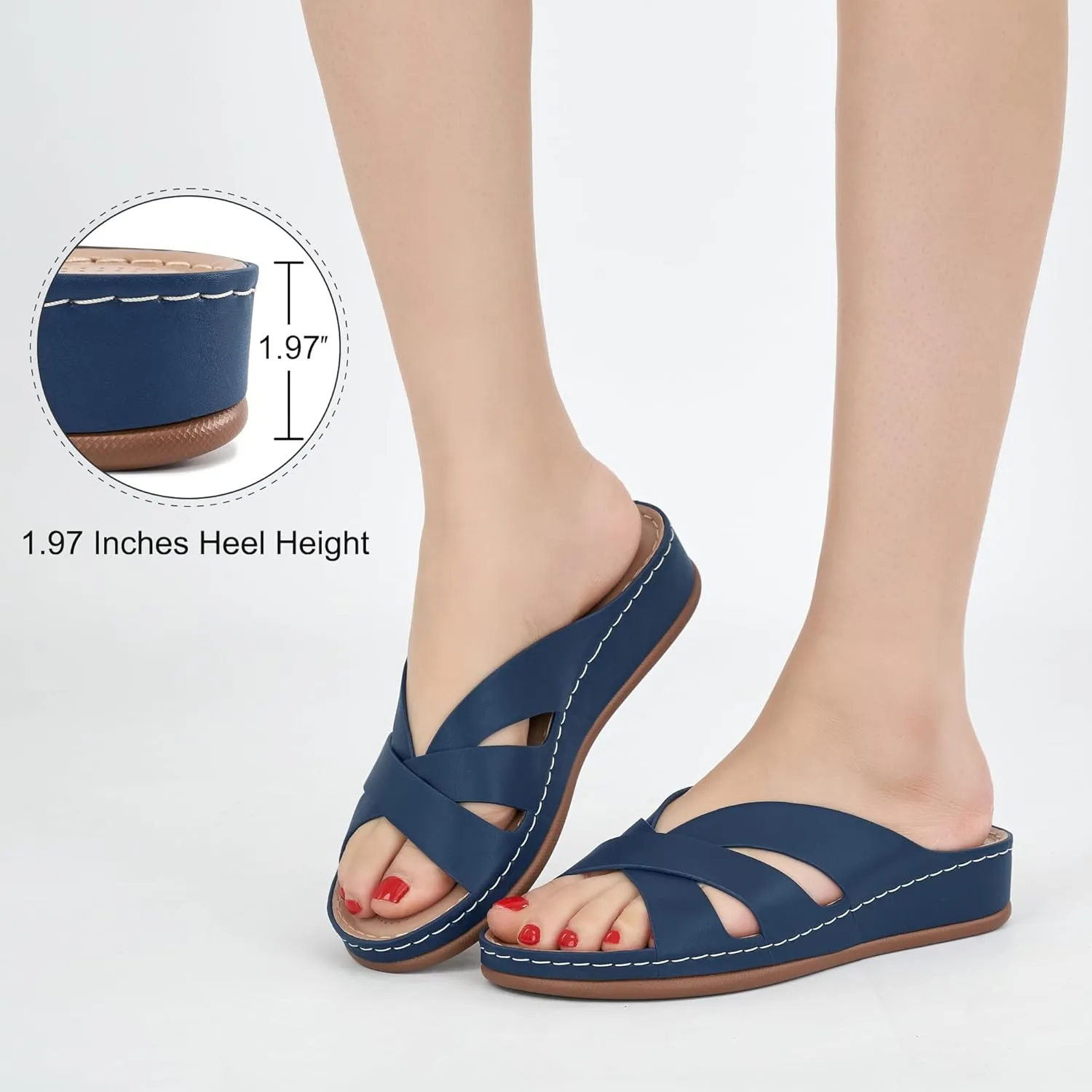 Alicegana Womens Sandals Wedge Shoes: Dressy Summer Low Platform Slides Comfortable Walking Beach Sandals for Women 2025