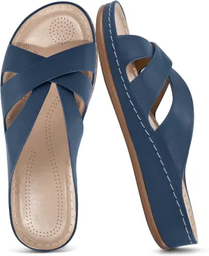 Alicegana Womens Sandals Wedge Shoes: Dressy Summer Low Platform Slides Comfortable Walking Beach Sandals for Women 2025