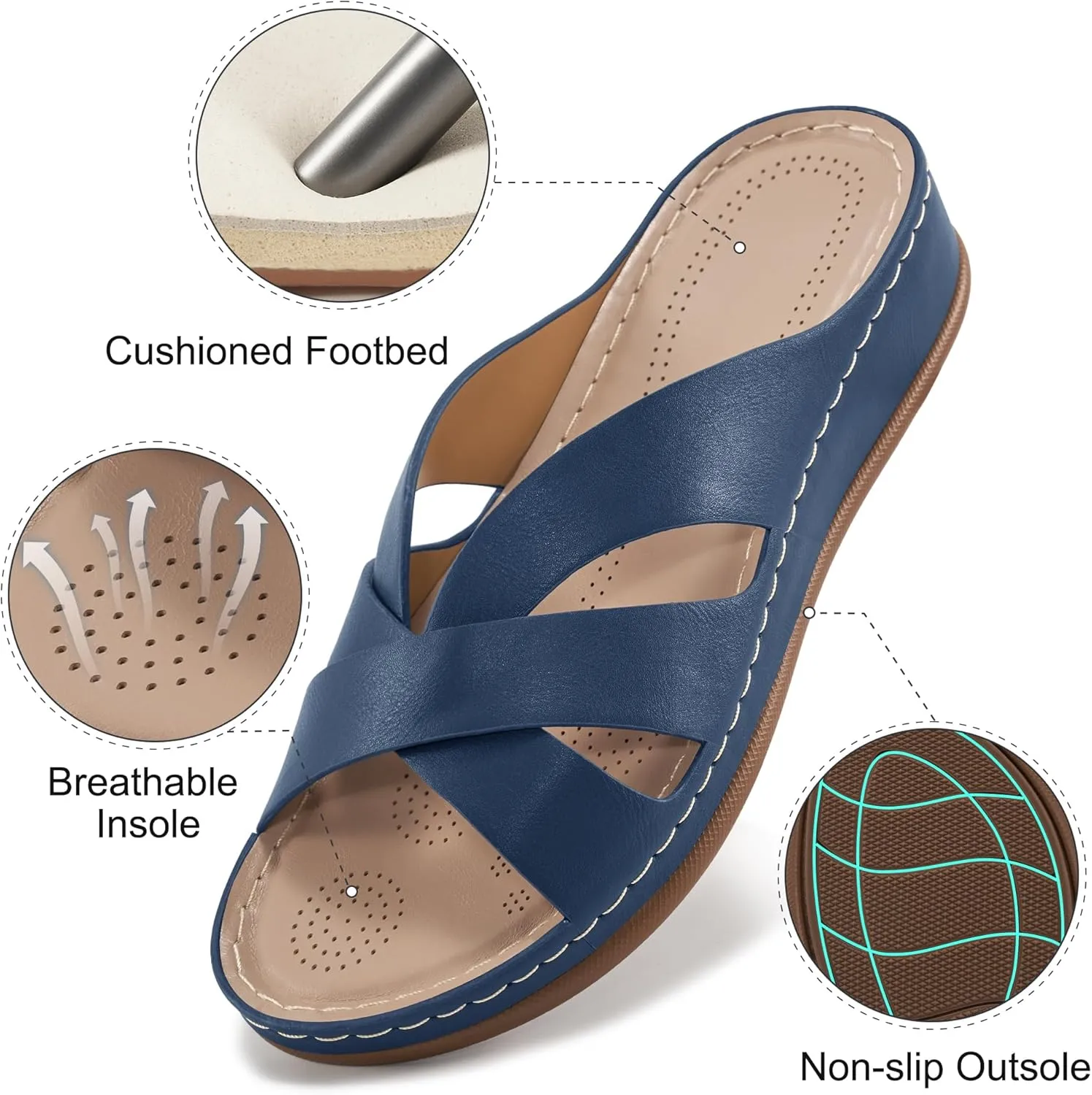 Alicegana Womens Sandals Wedge Shoes: Dressy Summer Low Platform Slides Comfortable Walking Beach Sandals for Women 2025