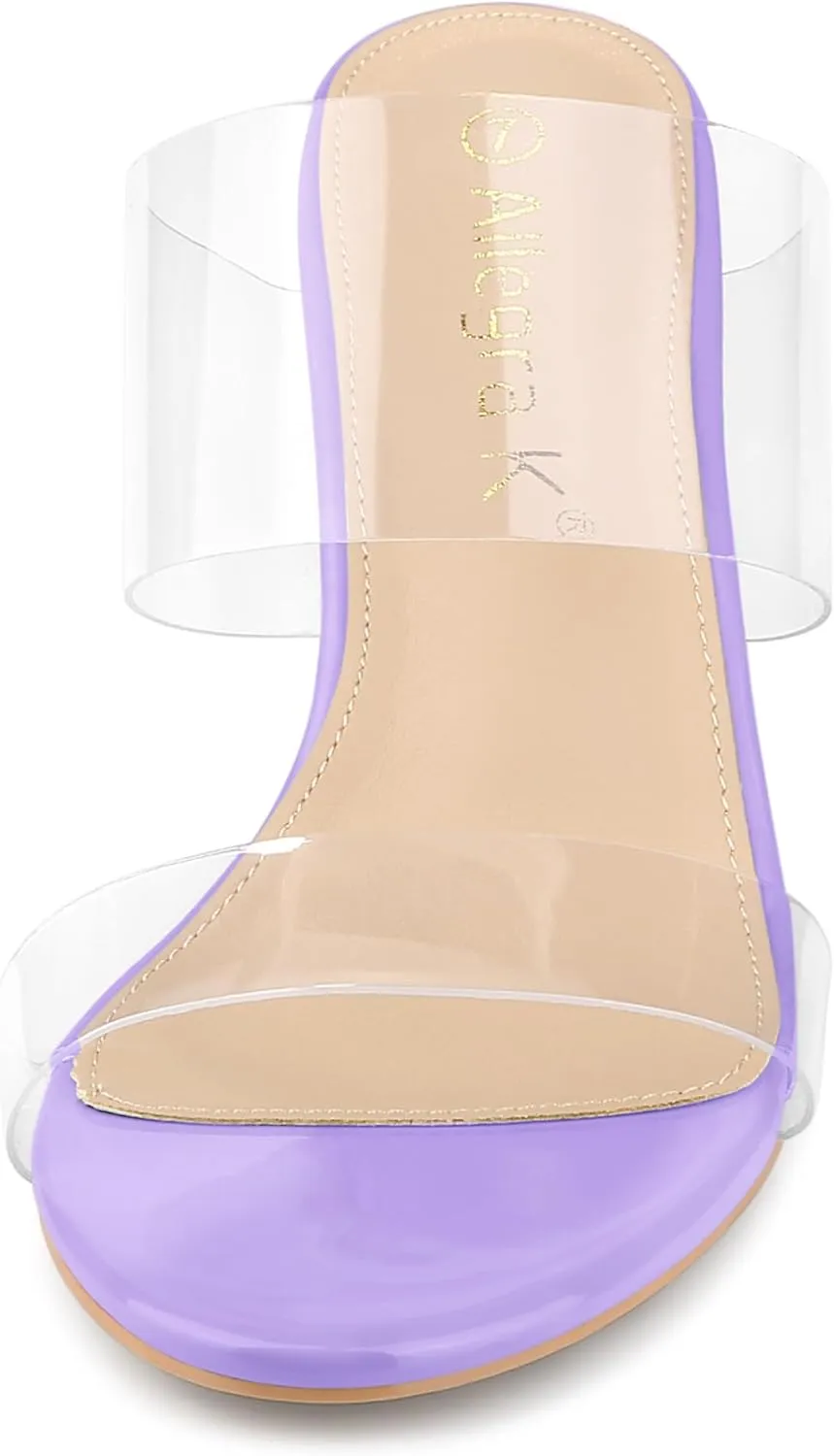 Allegra K Women's Clear Slide Stiletto Heel Clear Sandals