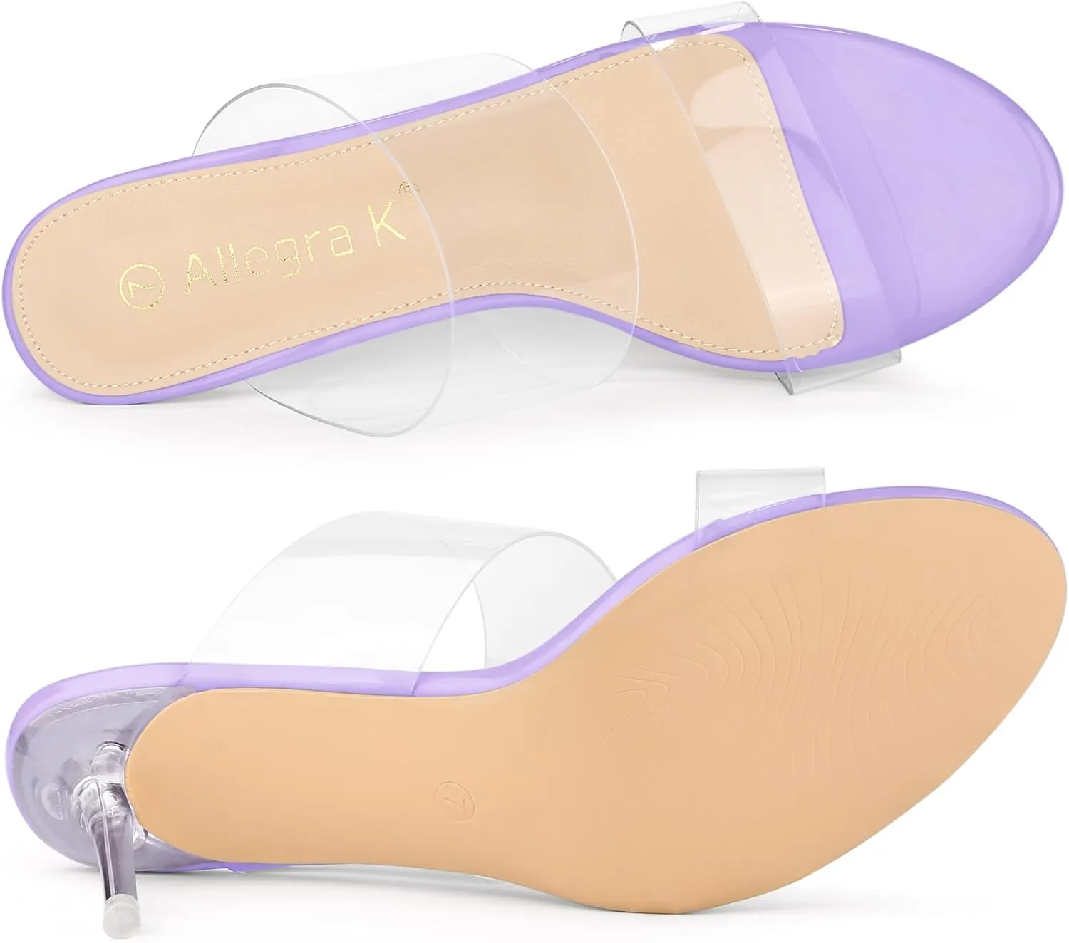 Allegra K Women's Clear Slide Stiletto Heel Clear Sandals