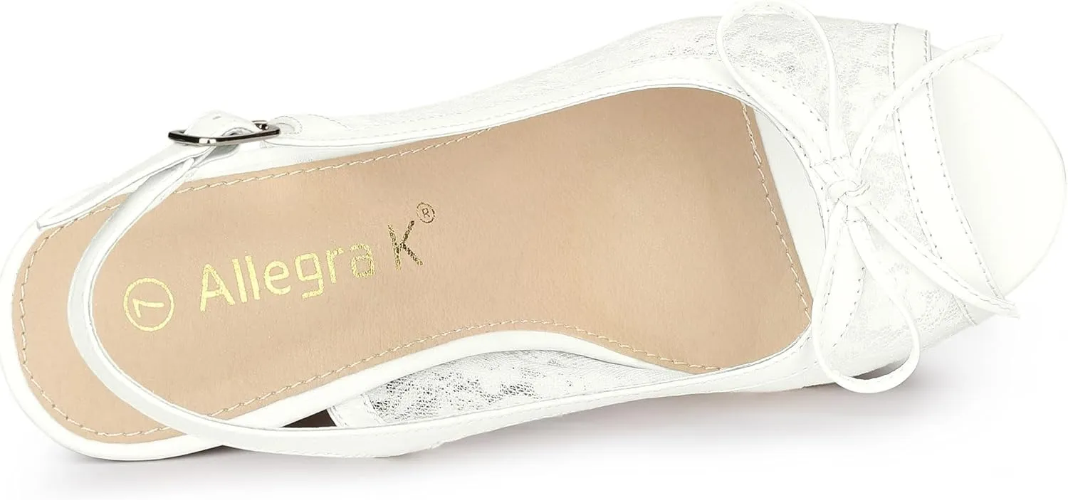 Allegra K Women's Lace Platform Wedges Wedge Heel Sandals