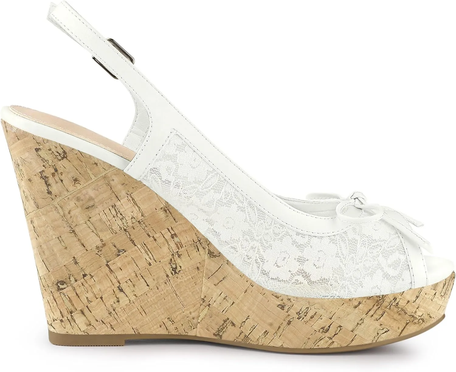 Allegra K Women's Lace Platform Wedges Wedge Heel Sandals
