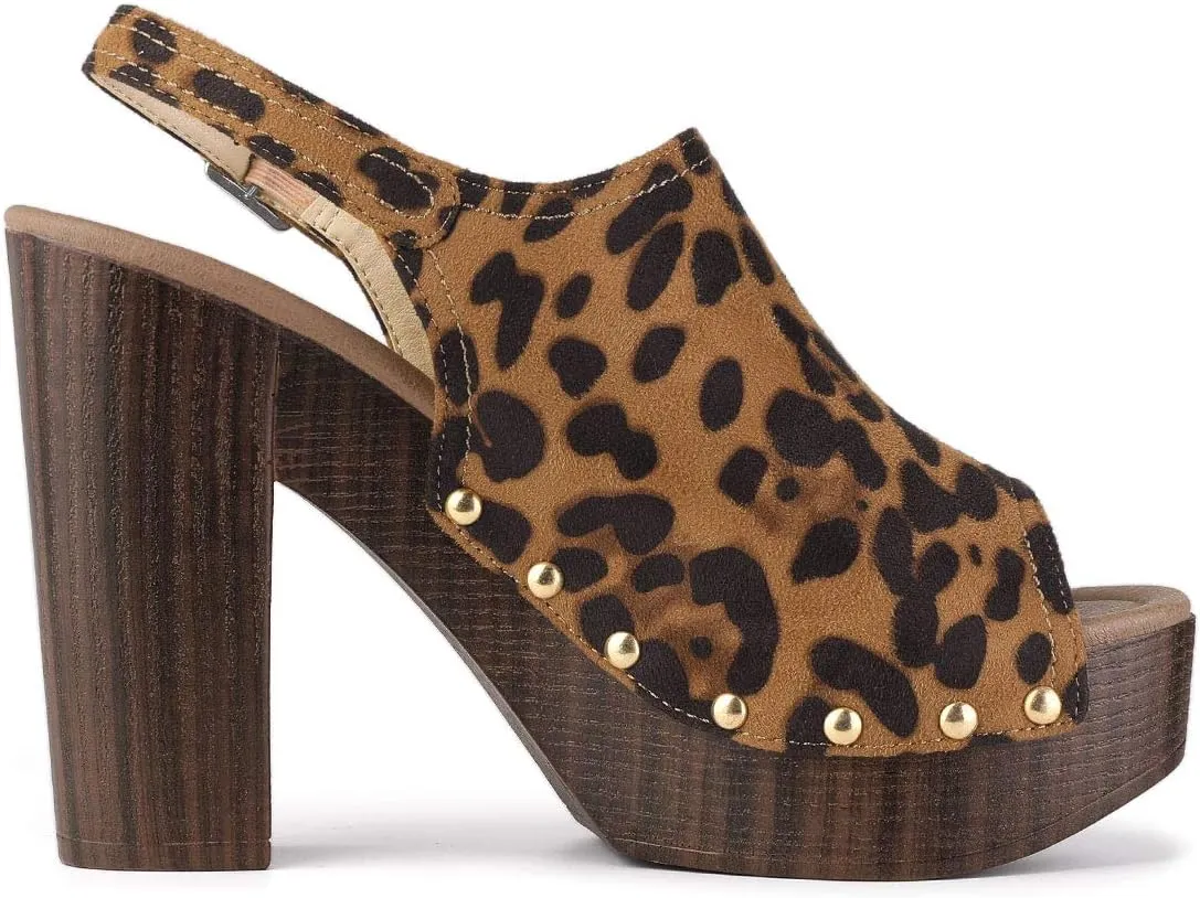 Allegra K Women's Open Toe Slingback Platform Chunky Heels Sandals