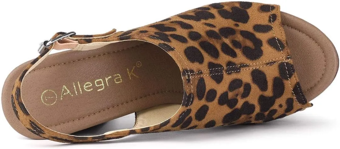 Allegra K Women's Open Toe Slingback Platform Chunky Heels Sandals