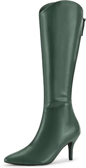 Allegra K Women's Pointed Toe Stiletto Heel Knee High Boots