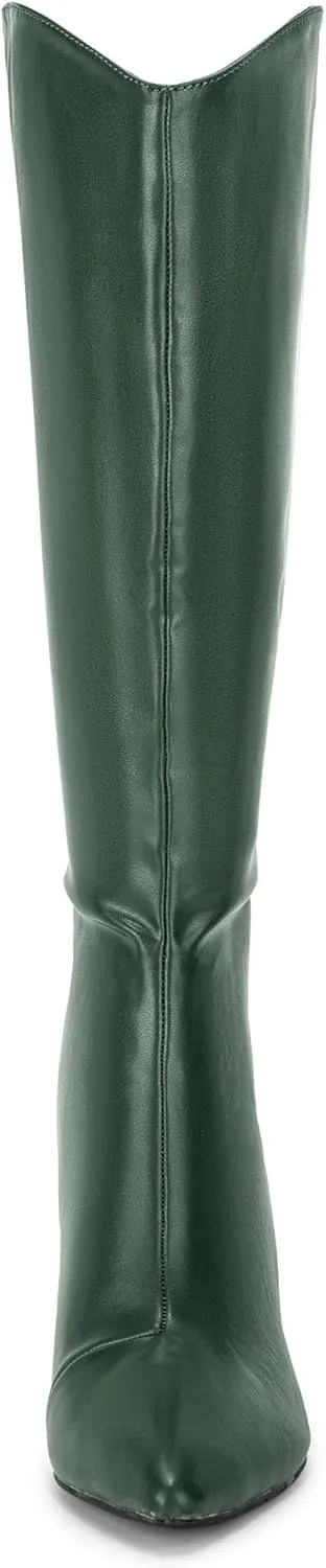 Allegra K Women's Pointed Toe Stiletto Heel Knee High Boots