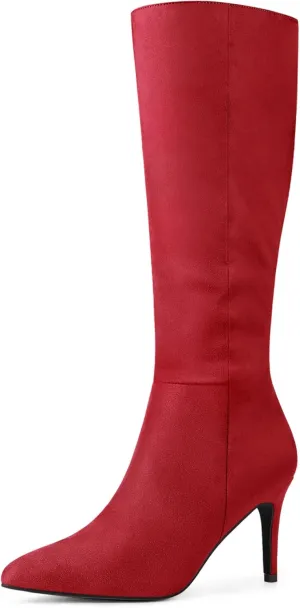 Allegra K Women's Pointed Toe Stiletto Heels Knee High Boots