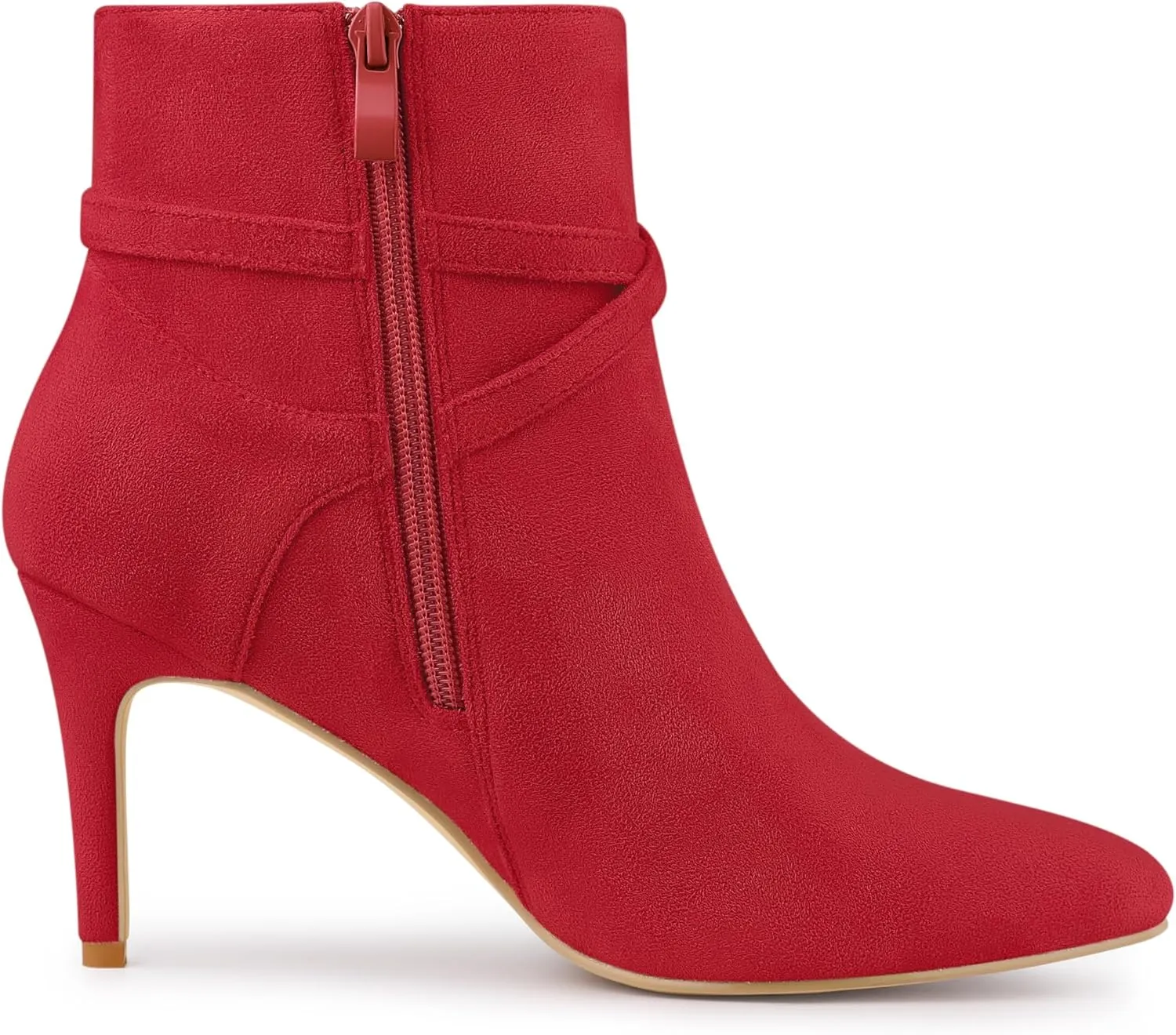 Allegra K Women's Pointy Toe Buckle Cross Straps Stiletto Heel Ankle Boots