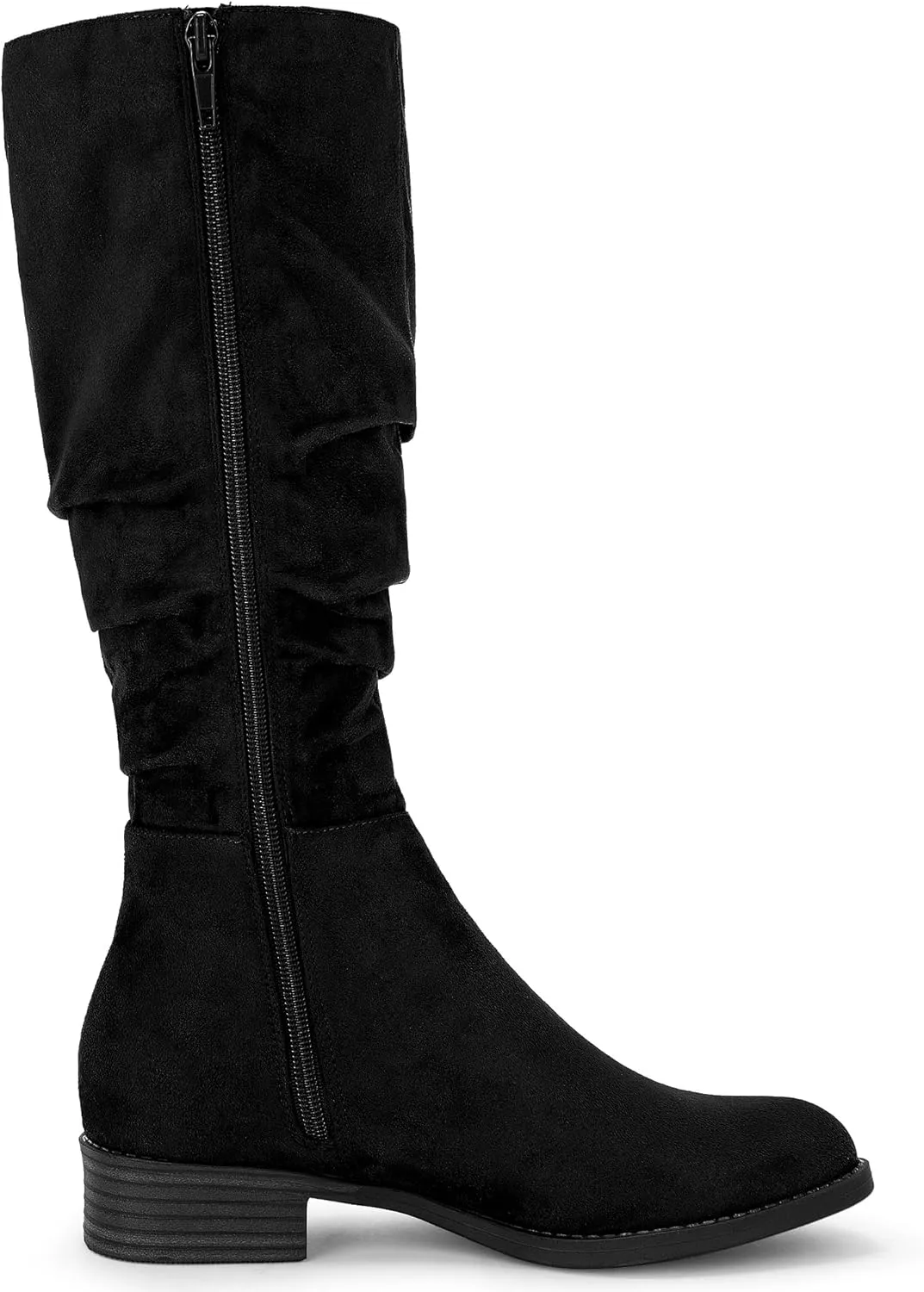 Allegra K Women's Slouch Round Toe Low Heel Boots Knee High Boots