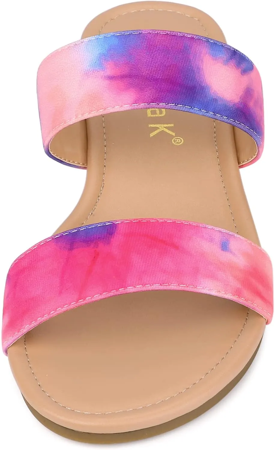 Allegra K Women's Tie Dye Open Toe Slides Slippers Slip on Flats Slides Sandals