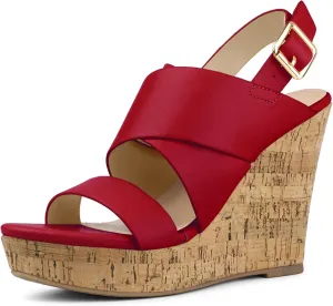 Allegra K Women's Wood Wedges Platform Wedge Sandals