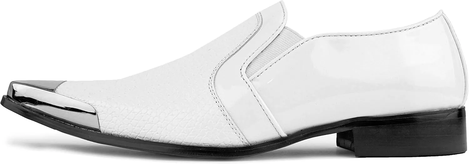 Amali Davis - Men's Dress Shoes, Exotic Patent Loafers for Men - Gun Metal Metallic Tip Smoking Slippers, Dress Shoes for Men - The Original, Designer Shoes