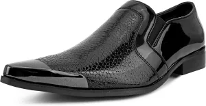 Amali Davis - Men's Dress Shoes, Exotic Patent Loafers for Men - Gun Metal Metallic Tip Smoking Slippers, Dress Shoes for Men - The Original, Designer Shoes