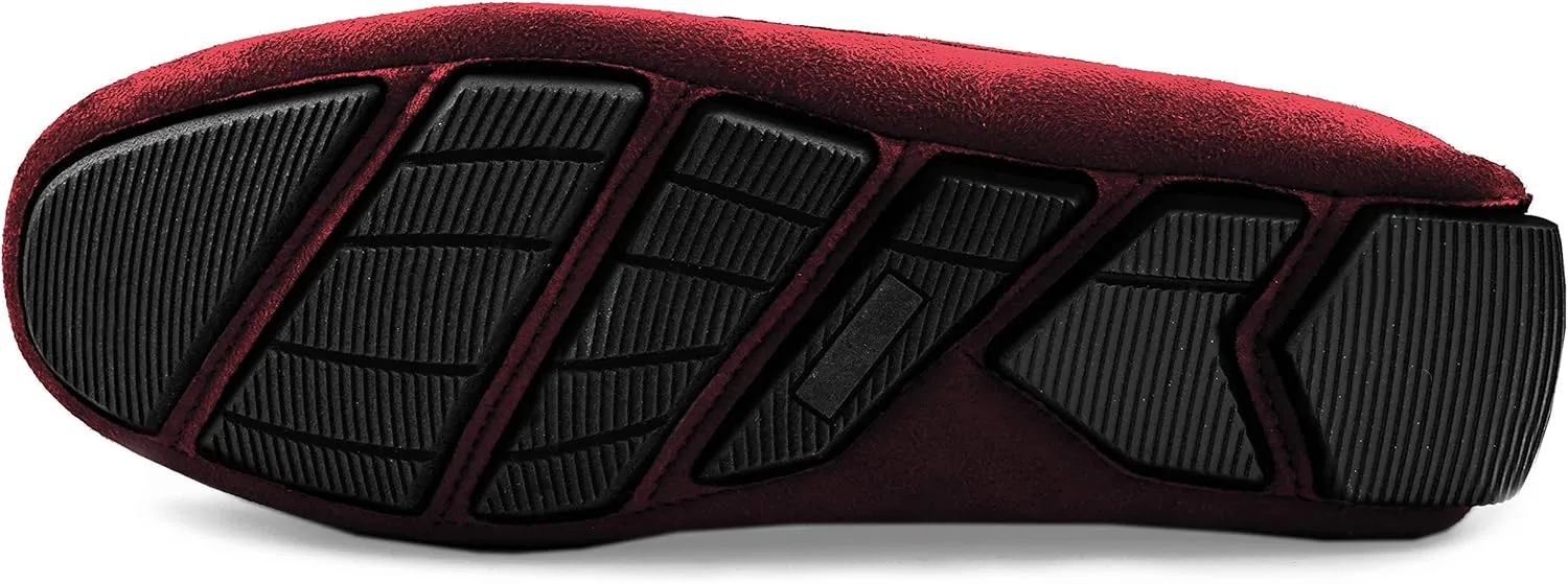 Amali Walken Men's Casual Slip-On Loafers, Driving Moccasin Shoes for Men with Silver Buckle, Available in Plush Microfiber and PU Leather
