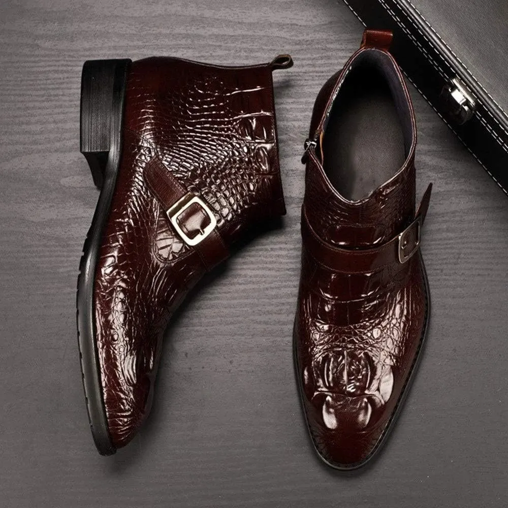 Ankle Boots For Men Men Round Toe Zip Ankle Boots Holiday Office For Show Pure Genuine Leather The First Layer Of Cowhide