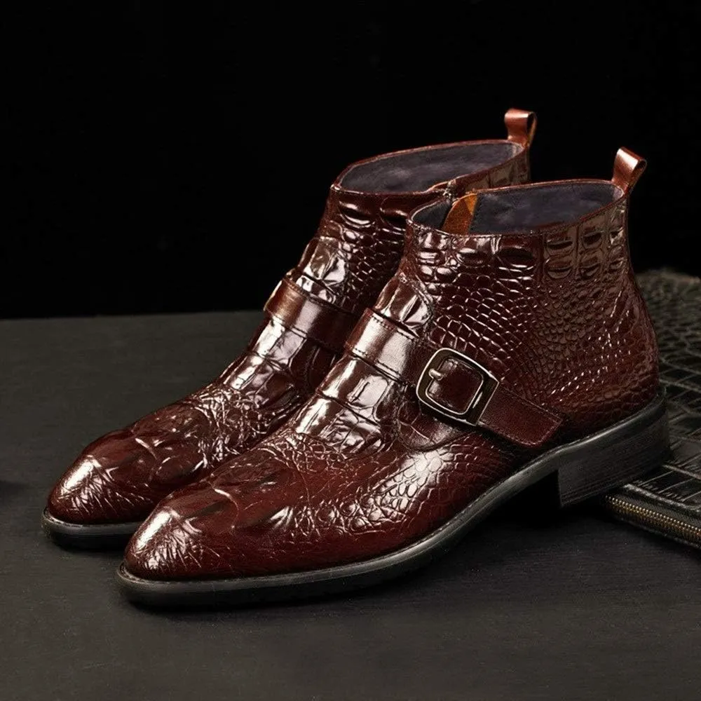 Ankle Boots For Men Men Round Toe Zip Ankle Boots Holiday Office For Show Pure Genuine Leather The First Layer Of Cowhide