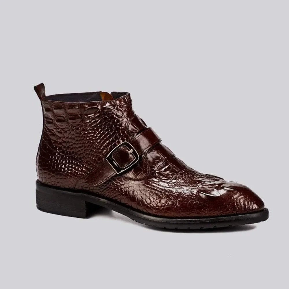 Ankle Boots For Men Men Round Toe Zip Ankle Boots Holiday Office For Show Pure Genuine Leather The First Layer Of Cowhide