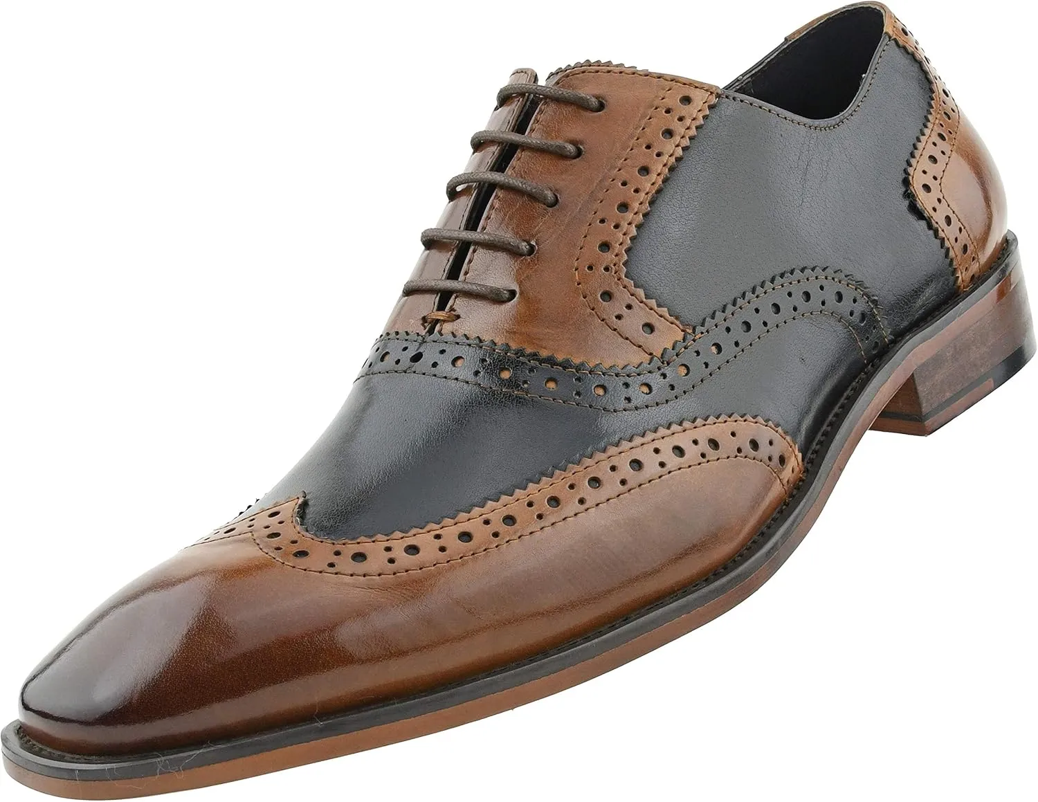 Asher Green AG100 - Men's Dress Shoes - Genuine Calf Leather Wingtip Oxfords - Two Tone and Multi Tone Mens Dress Shoes