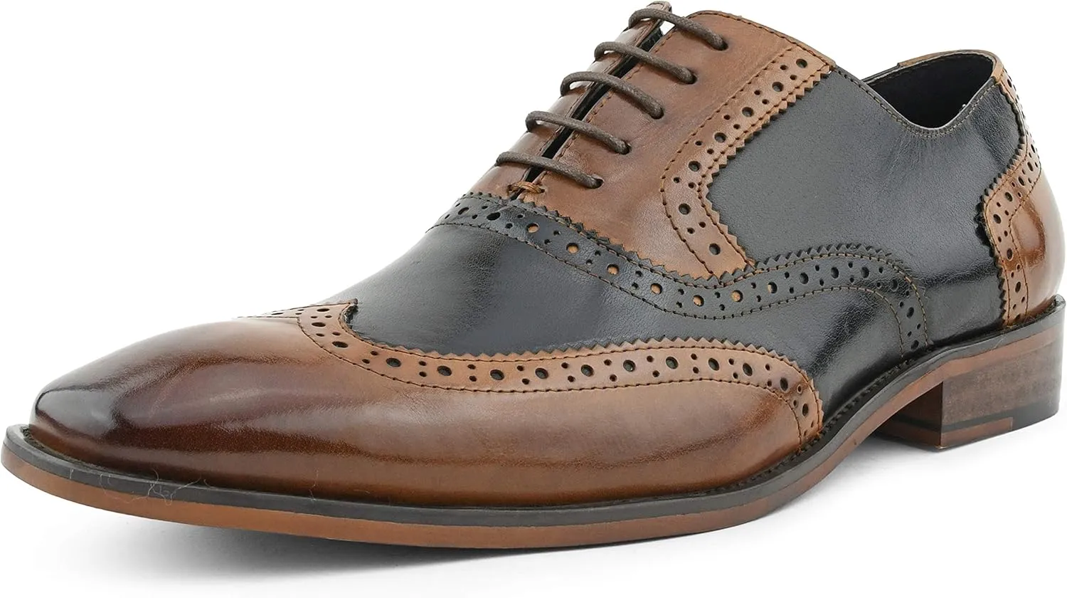 Asher Green AG100 - Men's Dress Shoes - Genuine Calf Leather Wingtip Oxfords - Two Tone and Multi Tone Mens Dress Shoes