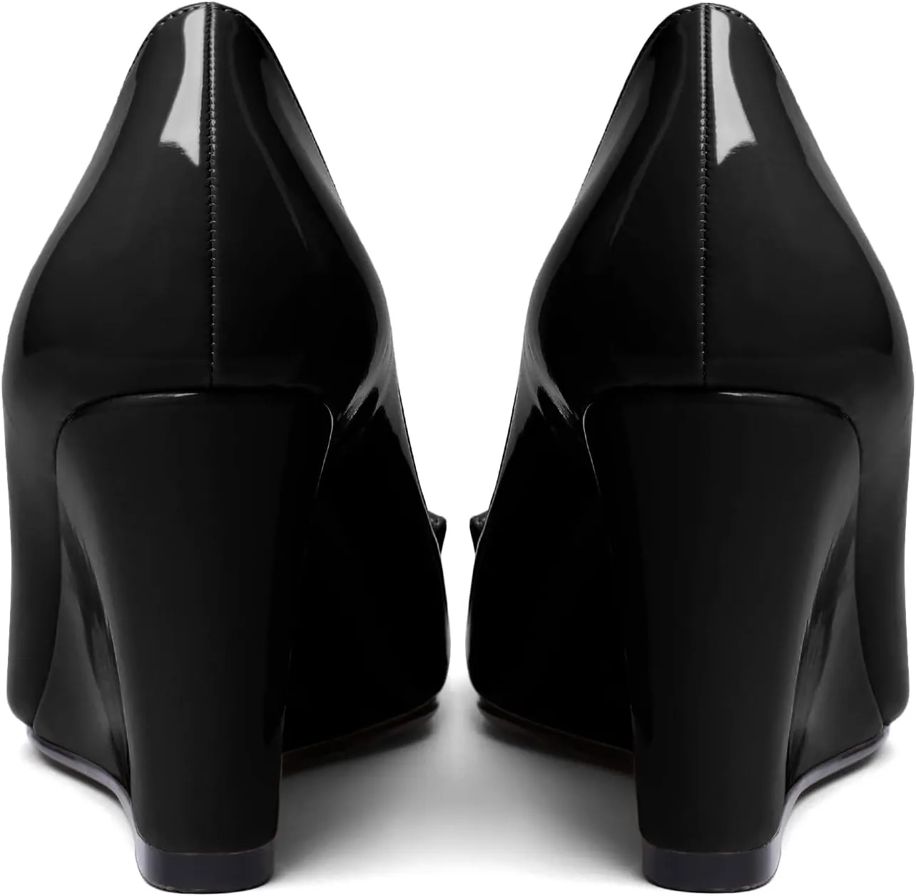 AUMOTED Women Wedge Heels Pumps Pointed Toe Slip on High Heeled Bow Heels Classic Wedge Heel Dress Shoes for Office Wedding Work Evening 3.5 Inches