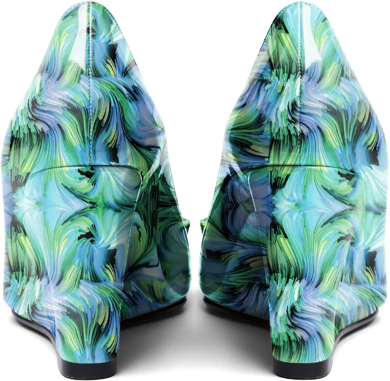 AUMOTED Women Wedge Heels Pumps Pointed Toe Slip on High Heeled Bow Heels Classic Wedge Heel Dress Shoes for Office Wedding Work Evening 3.5 Inches