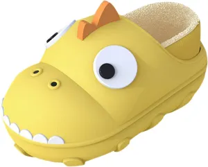 Autumn and Winter Girls and Boys Slippers Flat Bottom Non Slip Soft Cover Heel Plush Warm Slippers (Yellow, 7-8 Years Little Child)
