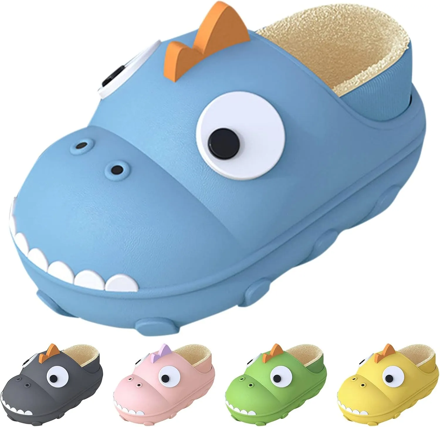 Autumn and Winter Girls and Boys Slippers Flat Bottom Non Slip Soft Cover Heel Plush Warm Slippers (Yellow, 7-8 Years Little Child)