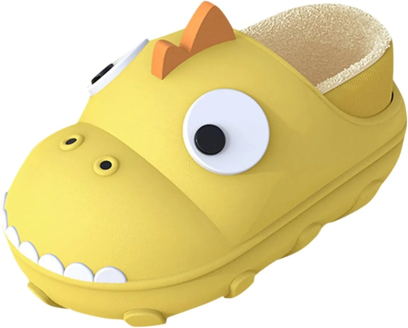 Autumn and Winter Girls and Boys Slippers Flat Bottom Non Slip Soft Cover Heel Plush Warm Slippers (Yellow, 7-8 Years Little Child)