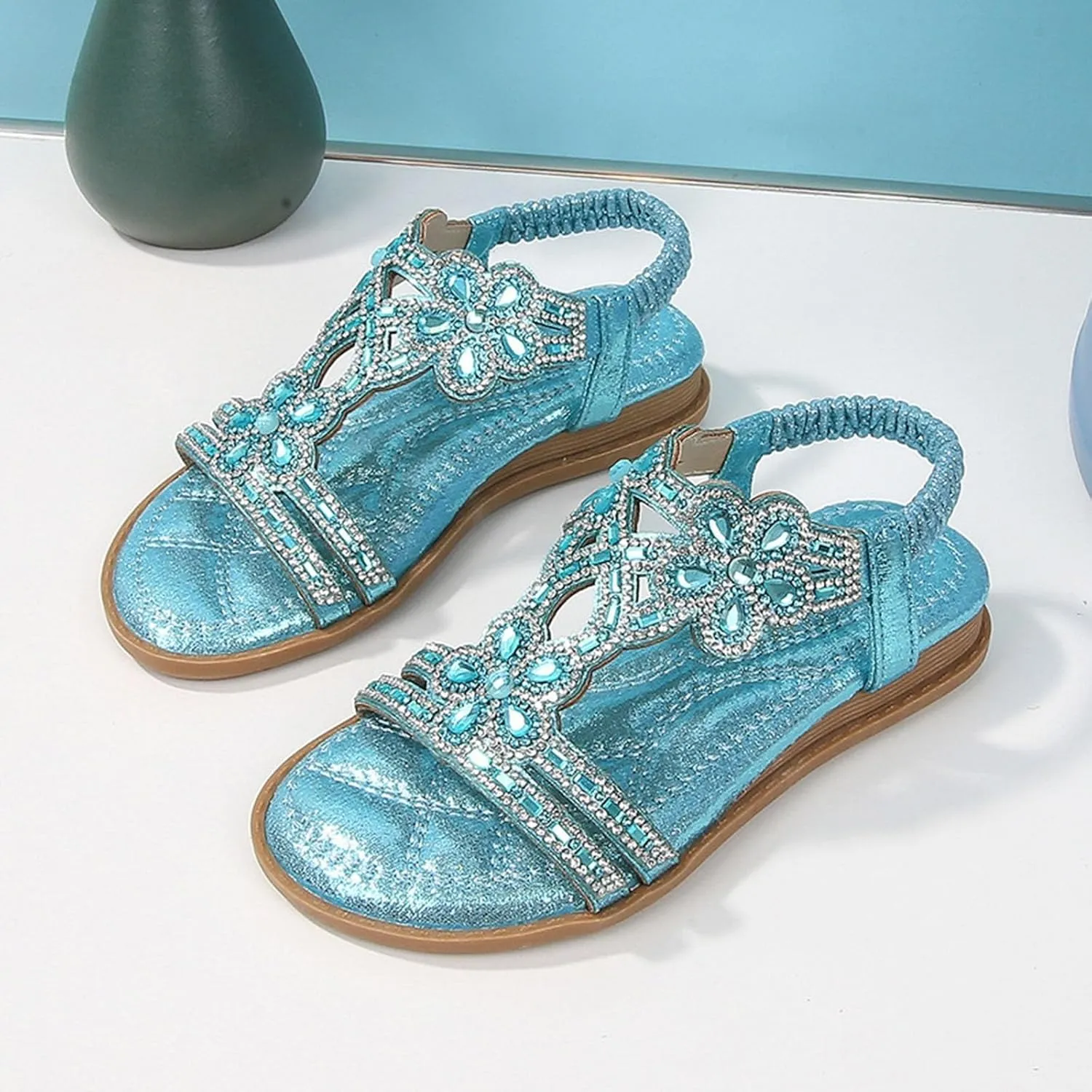 Baby Girls Soft Sequins Sandals Elegant Fancy Glitter Open Toe Strap Shoes Toddler Flat Summer Wide Sandals Fancy Formal