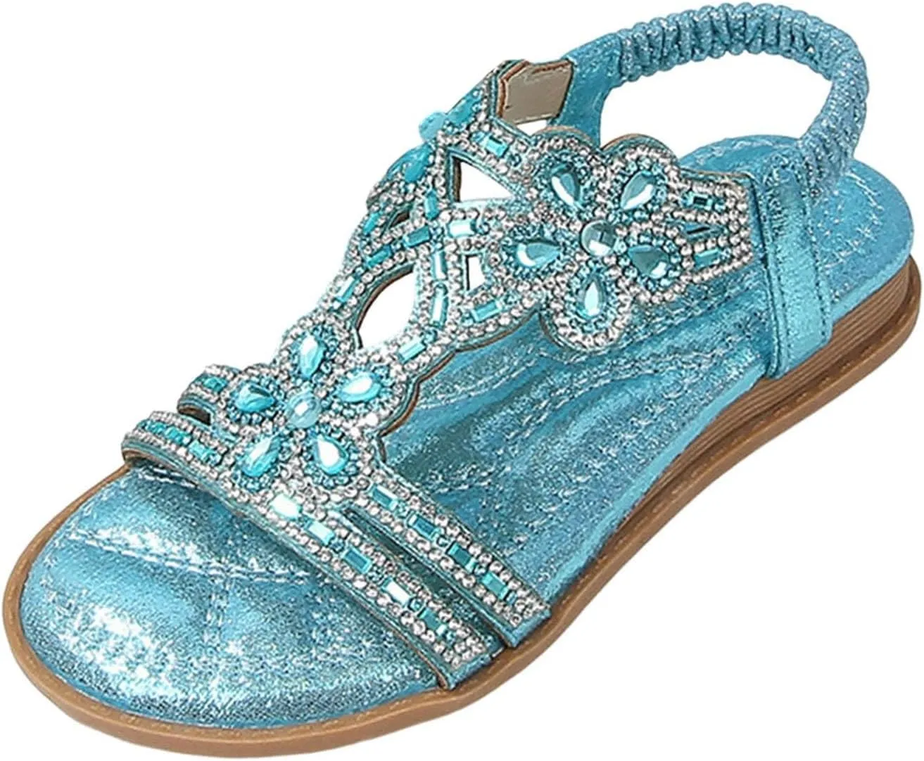 Baby Girls Soft Sequins Sandals Elegant Fancy Glitter Open Toe Strap Shoes Toddler Flat Summer Wide Sandals Fancy Formal