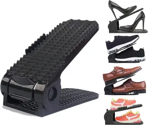 Bayou Shoe Slots, 20 PCS Shoes Slots Organizer, 4-Level Adjustable Shoe Stacker, Upgraded Shoe Space Saver, 50% Space-Saving Shoe Holders(Black)