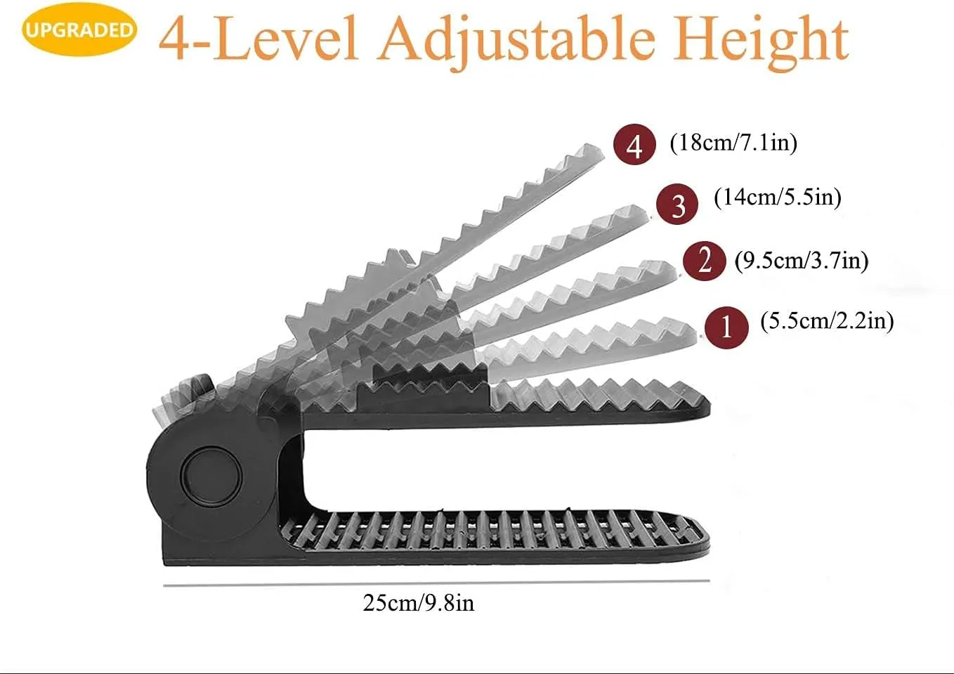Bayou Shoe Slots, 20 PCS Shoes Slots Organizer, 4-Level Adjustable Shoe Stacker, Upgraded Shoe Space Saver, 50% Space-Saving Shoe Holders(Black)