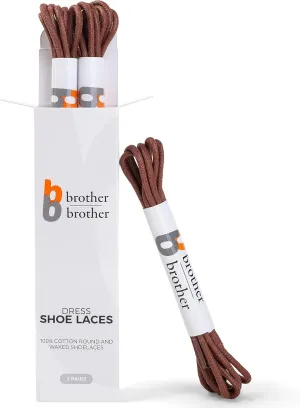 BB BROTHER BROTHER Dress Shoe Laces (3 Pairs) Round Waxed 100% Cotton Oxford Shoelaces