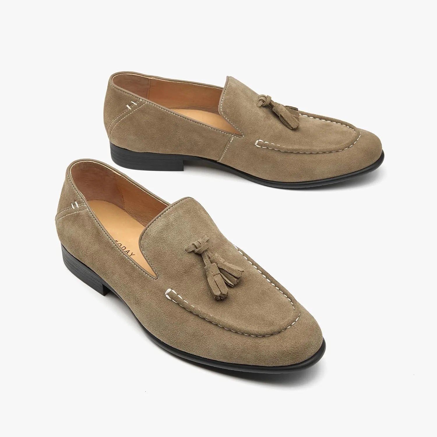 BEAU TODAY Loafers for Men, Genuine Leather Suede Loafers, Lightweight Slip-on Mens Flat Moccasins, Casual Men's Penny Loafers Driving Shoes