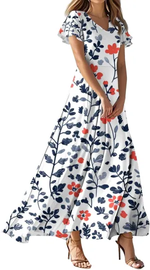 Beautiful School Tunic Dress Woman Wide Sleeve Crops Sheer Dress Lady Floral Printed Soft Summer High Waist Dresses