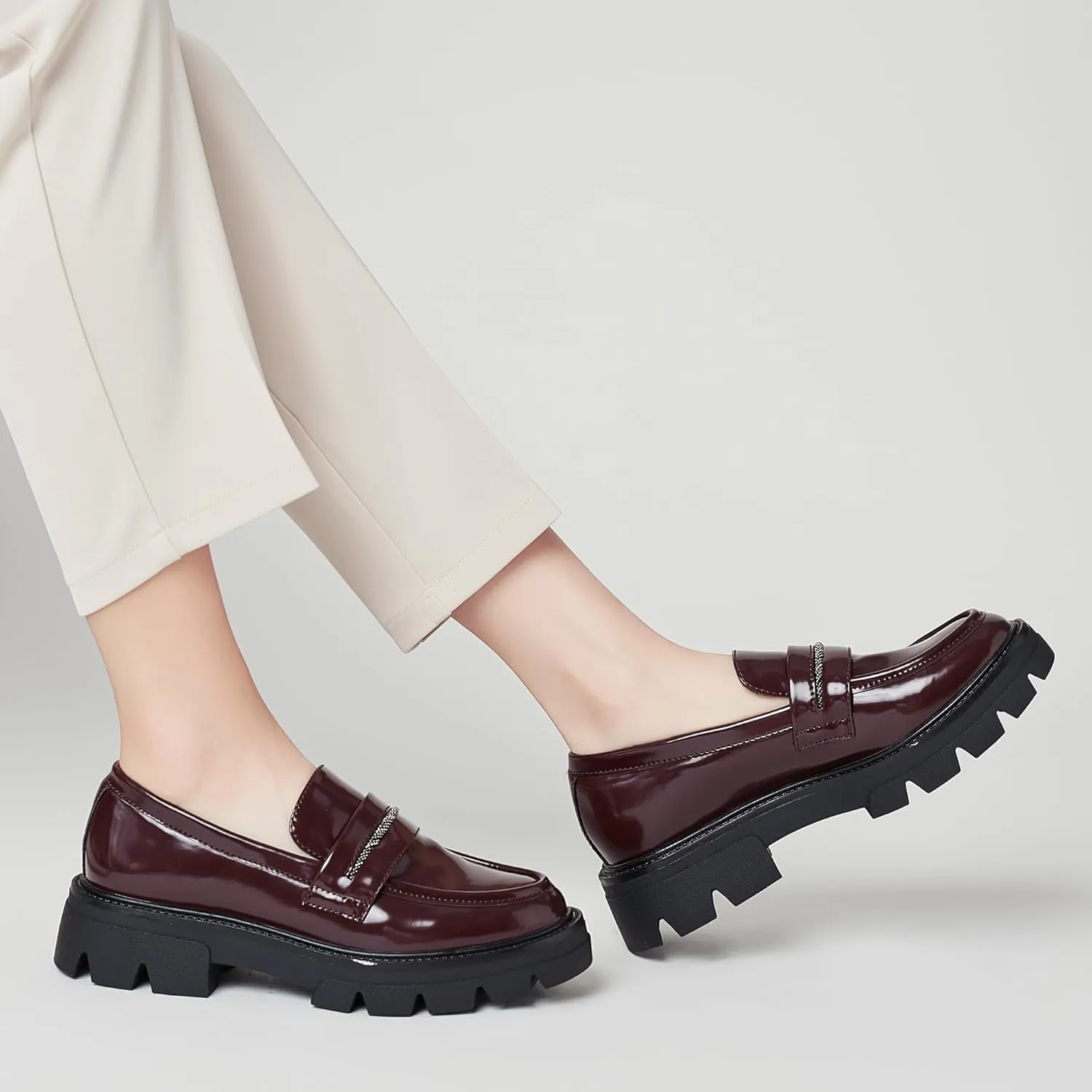 BGSTGUDS Loafers for Women Platform Chunky Loafers Womens Work Shoes