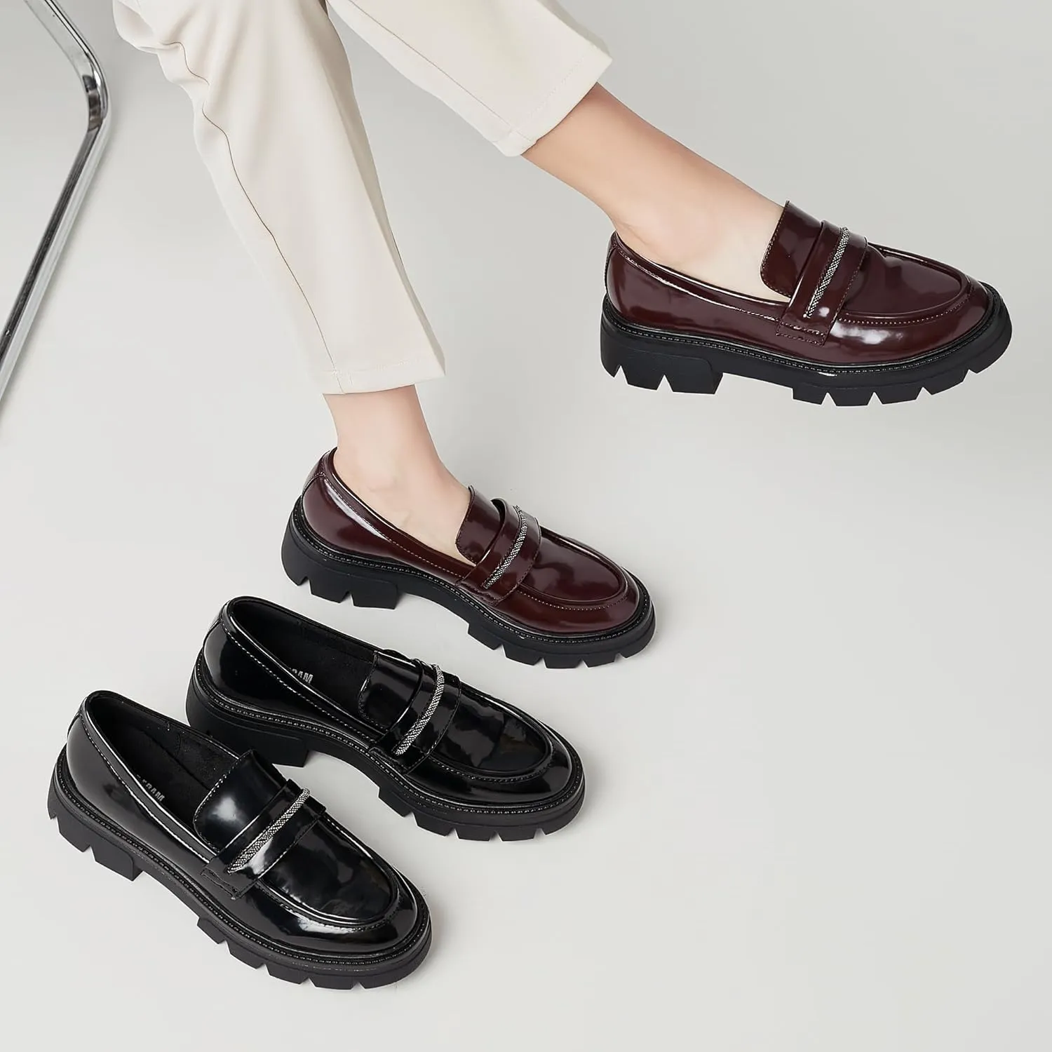 BGSTGUDS Loafers for Women Platform Chunky Loafers Womens Work Shoes