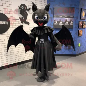Black Bat mascot costume character dressed with a Wrap Dress and Shoe clips, Large