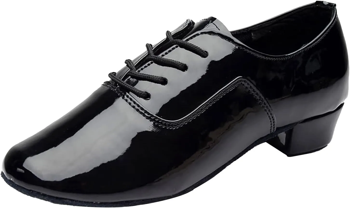 Black Casual Dress Shoes for Men Men's Solid Color Lace Up Modern Dance Shoes Dance Hall Latin Dance Shoes Mens Black Loafer Dress Shoes