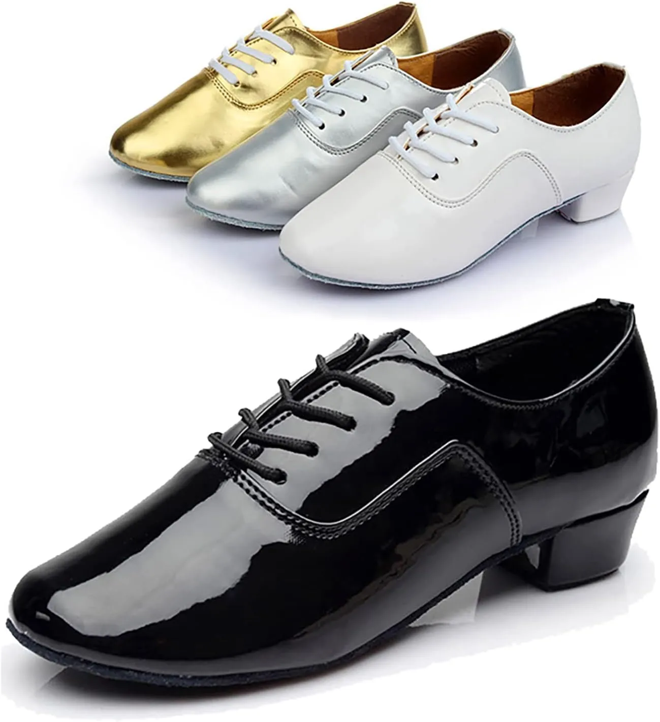 Black Casual Dress Shoes for Men Men's Solid Color Lace Up Modern Dance Shoes Dance Hall Latin Dance Shoes Mens Black Loafer Dress Shoes