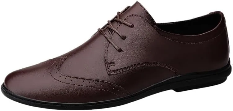Black Fashion Wedding Shoes, Men's Genuine Leather Dress Breathable Shoes, Casual Social Footwear for Men, Luxury Cowhide Lace-Up Business Shoes